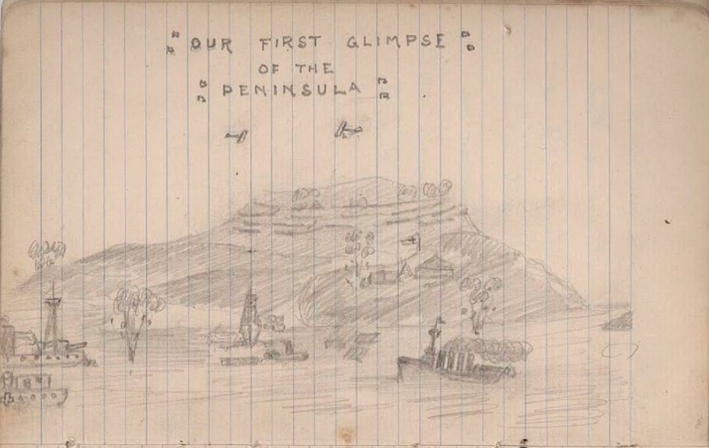 'Our First Glimpse of the Peninsula' by Private C. R. Bow, 7th Scottish Rifles