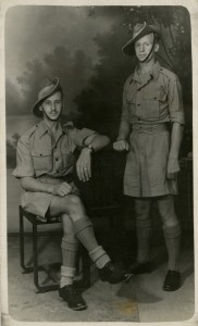 Frank Nicholson, standing right, wearing his Chindit hat.